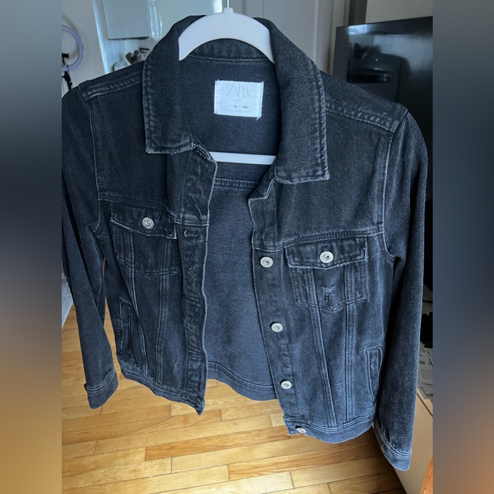 Zara kids black jean jacket size 10years